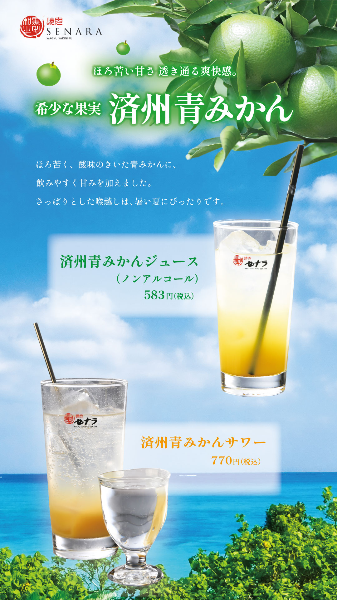 済州島青みかんサワーとジュース新発売